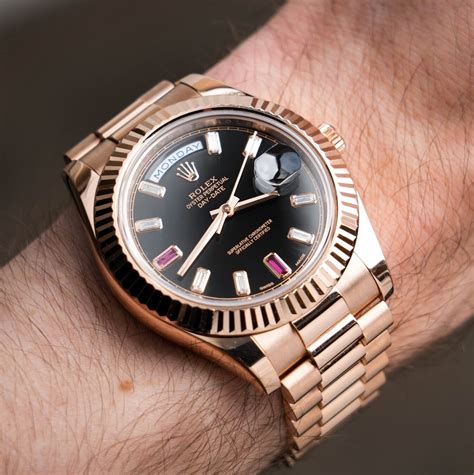 rolex day date rose gold black dial|rolex day date gold diamond.